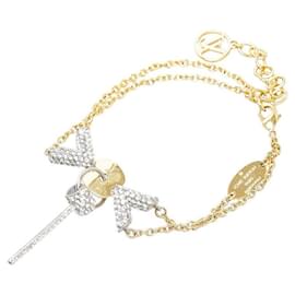 Louis Vuitton-Louis Vuitton Essential V Swarovski Chain Bracelet M67314-Golden,Metallic