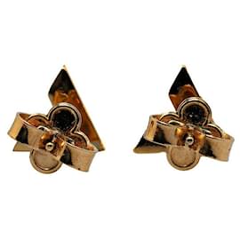 Louis Vuitton-Louis Vuitton Essential V Stud Earrings Gold-Golden,Metallic