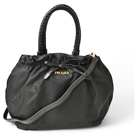 Prada-Prada Nylon 2way Handbag/Shoulder Bag Black-Black