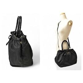Prada-Prada Nylon 2way Handbag/Shoulder Bag Black-Black