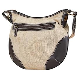 MCM-MCM Logo Canvas Leather Shoulder Bag-Beige