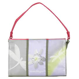 Salvatore Ferragamo-Salvatore Ferragamo Dragonfly Flower Satin Suede Handbag-Pink