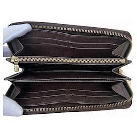 Louis Vuitton-Louis Vuitton Damier Ebene Zippy Wallet N60015-Brown