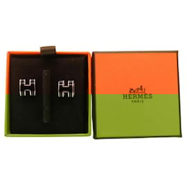Hermès-Hermes Pop Ash Earrings Noir Silver-Black