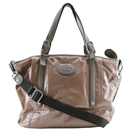 Tod's-Tod's PVC Tote Bag 2WAY Shoulder Brown-Brown