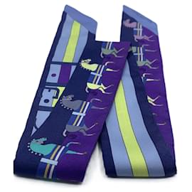 Hermès-Hermes Twilly Silk Scarf Blue-Blue