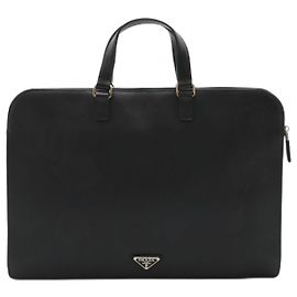 Prada Saffiano Leather Briefcase VR0023 Black