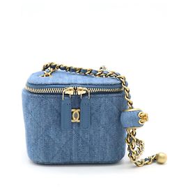 Chanel Denim Matelasse Small Vanity Bag Blue