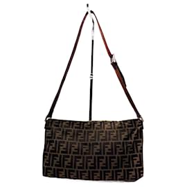 Fendi-Sac à bandoulière Fendi Baguette Zucca Zucchino-Marron