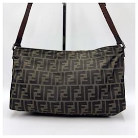 Fendi-Fendi Baguette Zucca Zucchino Shoulder Crossbody Bag-Brown