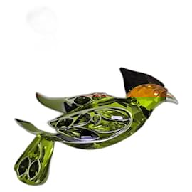 Swarovski-Broche vintage en argent sterling 925 et cristal jaune citrine de Daniel Swarovski représentant un oiseau du paradis-Marron,Noir,Argenté,Jaune