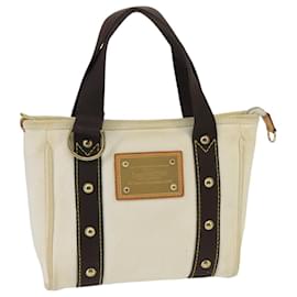 Louis Vuitton-LOUIS VUITTON Antigua Cabas PM Tote Bag White Brown M40036 LV Auth bs20208-Brown,White