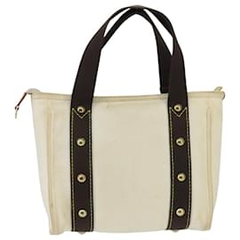 Louis Vuitton-LOUIS VUITTON Antigua Cabas PM Tote Bag White Brown M40036 LV Auth bs20208-Brown,White