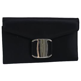 Salvatore Ferragamo Wallet Leather Black Auth bs20080 Black