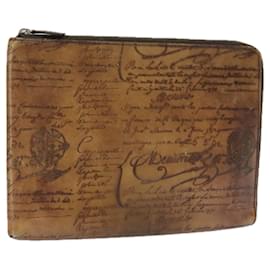 Berluti-Berluti Calligraphy Clutch Bag Leather Brown Auth bs19901-Brown
