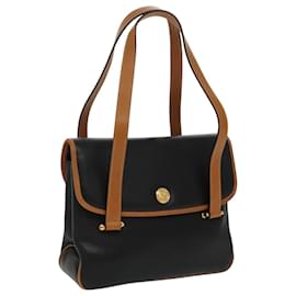 Céline-CELINE Hand Bag Leather Black Gold Auth bs19730-Black,Golden