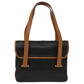 Céline-CELINE Hand Bag Leather Black Gold Auth bs19730-Black,Golden
