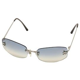 Óculos de sol Chanel prata azul claro ombre sem aro 4002 Prata Azul claro