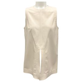 Top sem mangas em couro de cordeiro marfim Proenza Schouler Cru