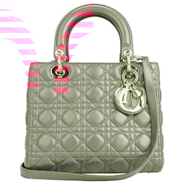 Dior-Christian Dior Pink Leather Lady Dior Handbag-Pink