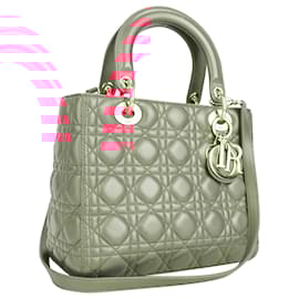 Dior-Christian Dior Pink Leather Lady Dior Handbag-Pink