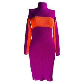 Dirk Bikkenbergs Vestido Dirk Bikkembergs de lã roxo e laranja S Laranja Roxo
