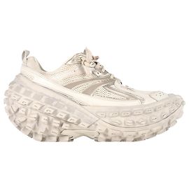 Balenciaga Bouncer Distressed Sneakers in Beige Polyurethane Beige
