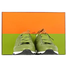 Hermès-Hermès Trail Lace Up Sneakers in Brown Leather -Brown