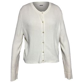 Hugo Boss Cardigan côtelé Boss en viscose blanche Blanc Écru