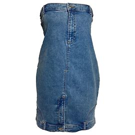 Abito mini stile bandeau in denim blu Moschino Jeans Blu