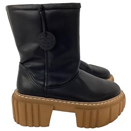 Stella Mc Cartney Botas plataforma Emilie Teddy en cuero negro de Stella McCartney Negro