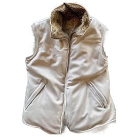 Loro Piana-Weste aus Kaschmir und argentinischem Fuchs. Beige