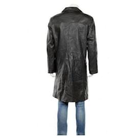 Autre Marque-GIPSY by MAURITIUS  single breasted long leather trench coat, size L-Black