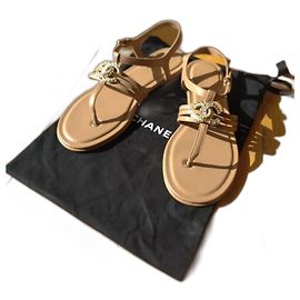 Chanel Sandals Beige Leather Size 38 Beige
