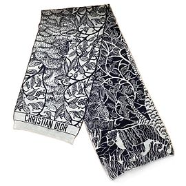 Dior Toile de Jouy Wollschal Schwarz Weiß Schwarz Weiß