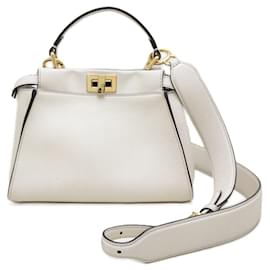 Fendi-Fendi Peekaboo Small 2Way Leather Bag-White