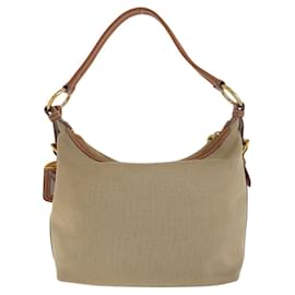 Prada-Prada Canvas Leather Logo Jacquard Shoulder Bag-Beige