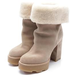 Louis Vuitton-Louis Vuitton LV Bobourg Line Shearling Boots-Beige