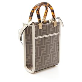 Fendi-Fendi Sunshine Shopper Mini Handbag Leather PVC-White