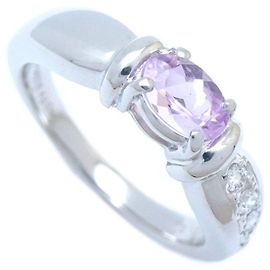 Mikimoto Pink Topaz Diamond Ring Pt950 Pink