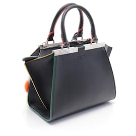 Fendi-Fendi Mini Trois-Jours Leather Handbag Black-Black