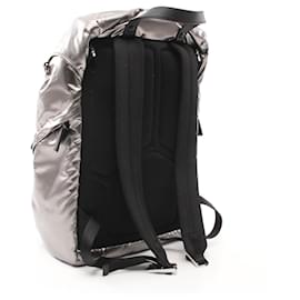 Prada-Prada Backpack PVC Coated Canvas Saffiano Leather 2VZ135-Silvery
