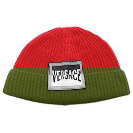Versace-Versace Wool Knit Cap Hat Red-Red