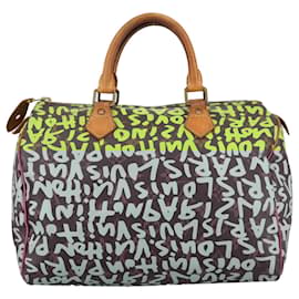 Louis Vuitton-LOUIS VUITTON Monogram Graffiti Speedy 30 Hand Bag Vert M93706 LV Auth 99901-Light green,Monogram