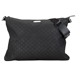 Gucci-Bolsa mensageiro de nylon e couro Gucci preta-Preto