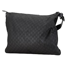 Gucci-Bolsa mensageiro de nylon e couro Gucci preta-Preto