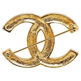 Chanel-Chanel Vintage Coco Mark Rhinestone Brooch Gold-Golden,Metallic