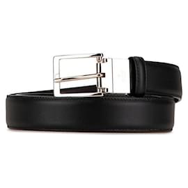 Gucci-Cinto de couro reversível Gucci preto prateado-Preto
