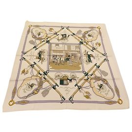Bufanda de seda Hermès Carré 70 Blanco