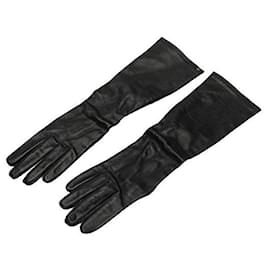 Louis Vuitton-Louis Vuitton Lambskin Ribbon Long Gloves-Black